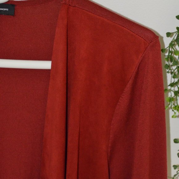 INC International Concepts Faux Suede & Knit Open Draped Cardigan Rust Size XL - Picture 11 of 11